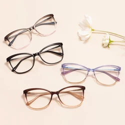 TR90 Colorful Cat Eye Glasses Frame Transparent Square Plastic Medium Size Spectacle With Spring Hinge For Prescription Lenses