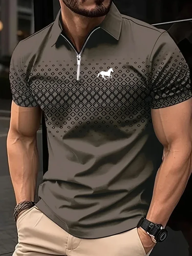 Men's 3D Print Polo Shirt Golf Polo Short Sleeve Polo Shirts Collar Business Casual Dailywear Sport Vacation Zipper 3D Print
