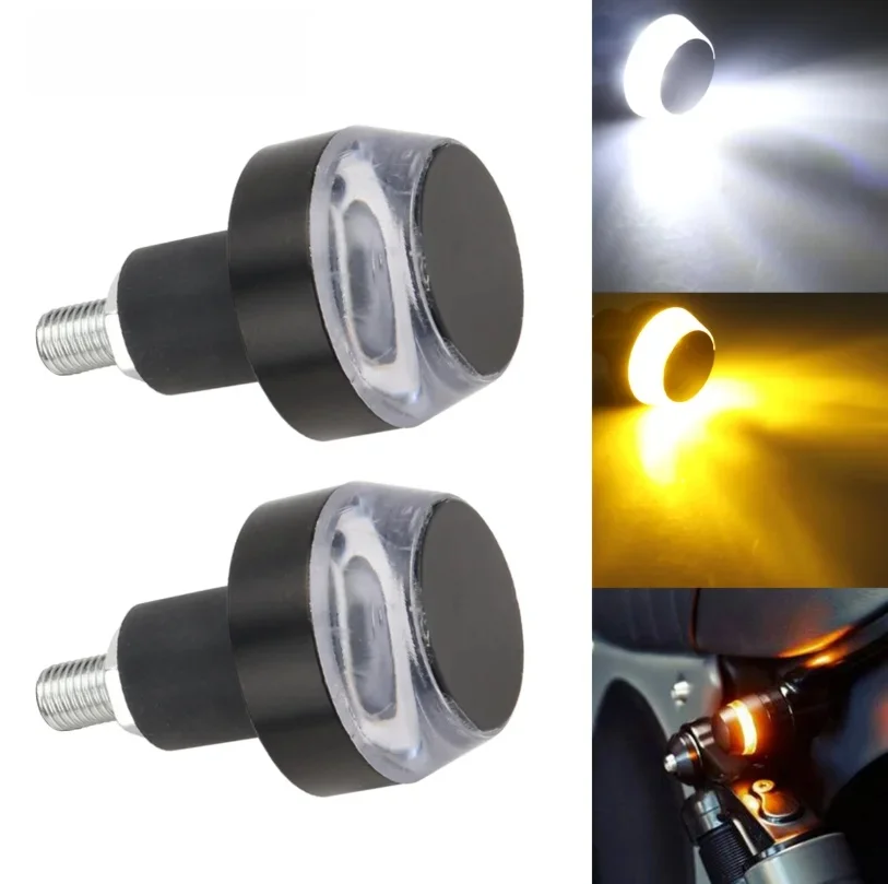 2 pièces moto LED guidon fin clignotant lumière coloré Flash éclairage avertissement côté marqueur lampe poignée barre de poignée DC 12V