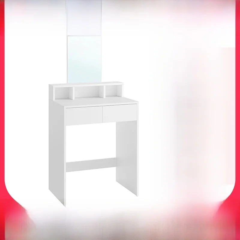 VASAGLE Dressing Table with Large Rectangular Mirror, Vanity Table with 2 Drawers and 3 Open Compartments, Vanity Table