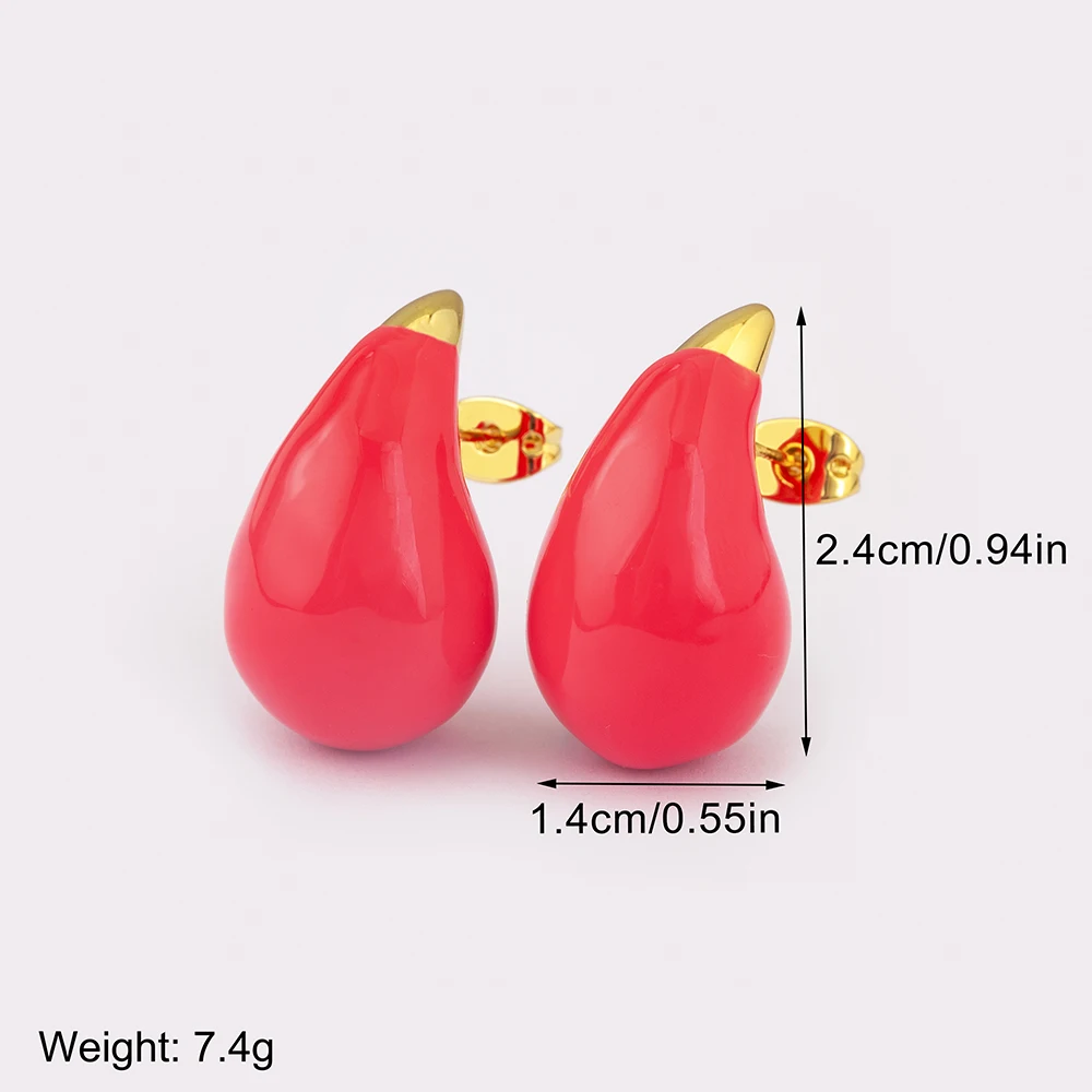 Nidin New Arrival Waterdrop Shape Chunky Dome Charm Earrings 6 Colors For Women Fashion Female Ear Jewelry Accessories Gifts