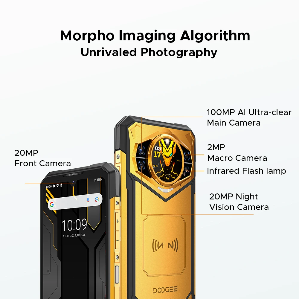 إصدار Globe DOOGEE S200 X 5G هاتف متين 6.72 بوصة الأبعاد 7050 1.32 بوصة شاشة AMOLED خلفية 12 جيجابايت 512 جيجابايت 10100 مللي أمبير في الساعة هاتف بطارية