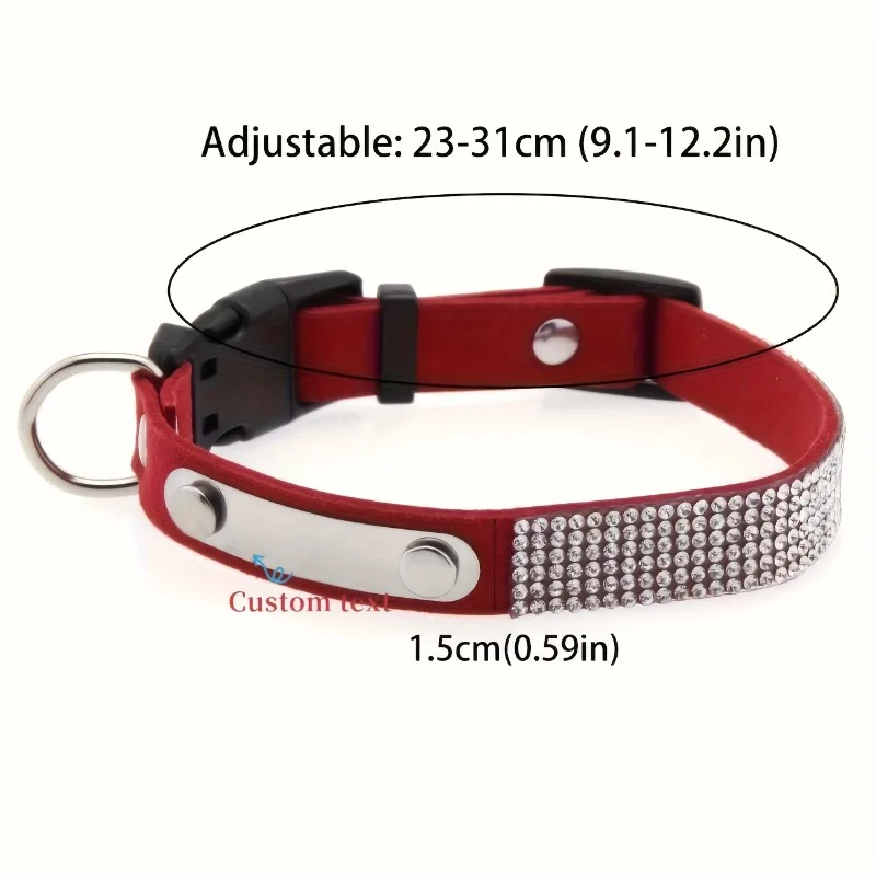 Anpassbares Glänzendes Strass-Katzenhalsband mit Namens- und Telefnumdruck, Verstellbar, Langlebiges Polyester für Kätzchen – Detail 2