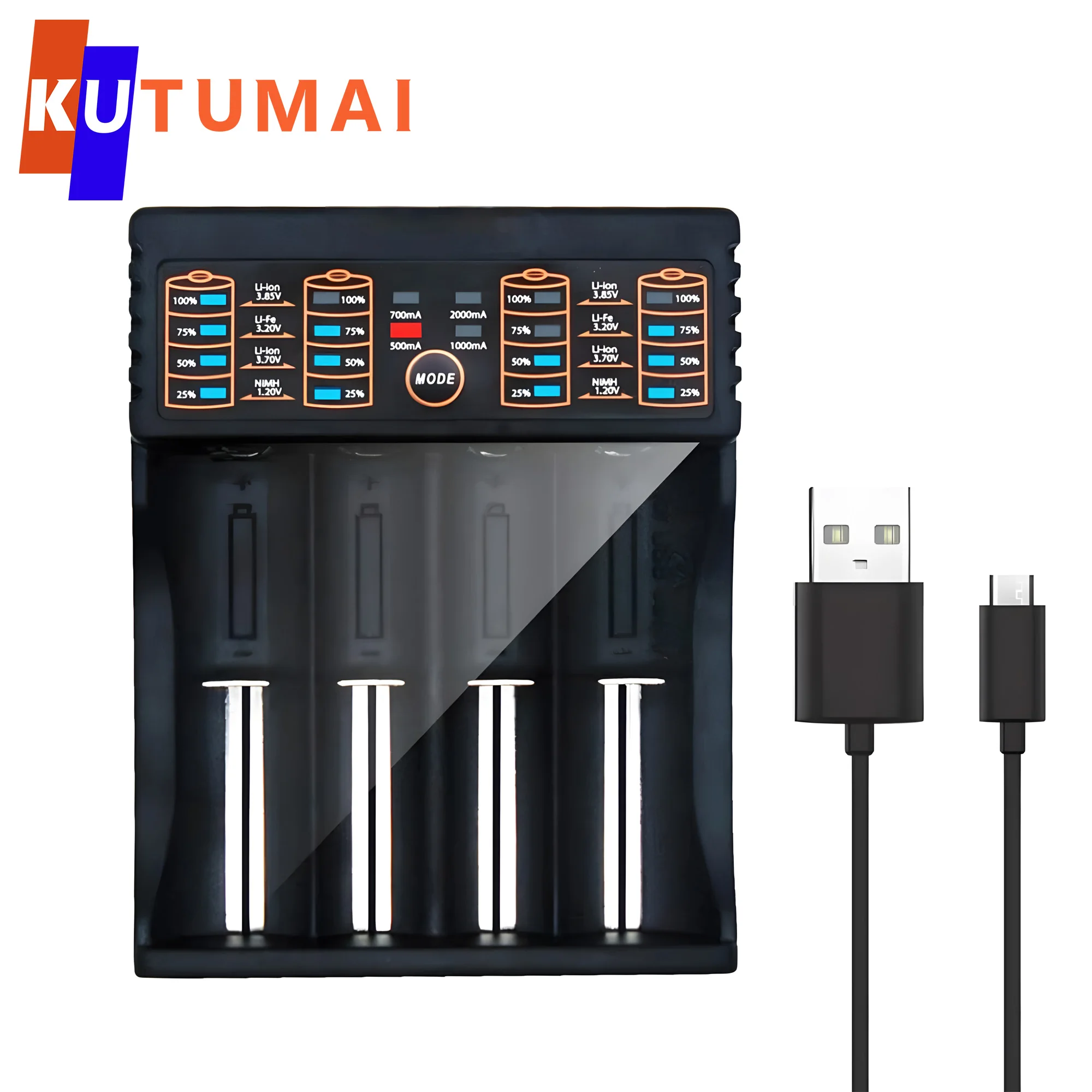 

Lii402 18650 Battery Charger 4 Slots LED USB Smart Charging For NI-MH AA AAA 3.7V 26650 21700 16340 14500 Rechargeable Batteries