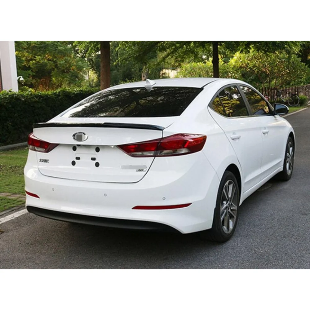 For Hyundai Elentra 2016 illuminated Glass Under Spoiler Fiber Material Rear Roof Spoiler Wing Trunk Lip Car Styling Fully