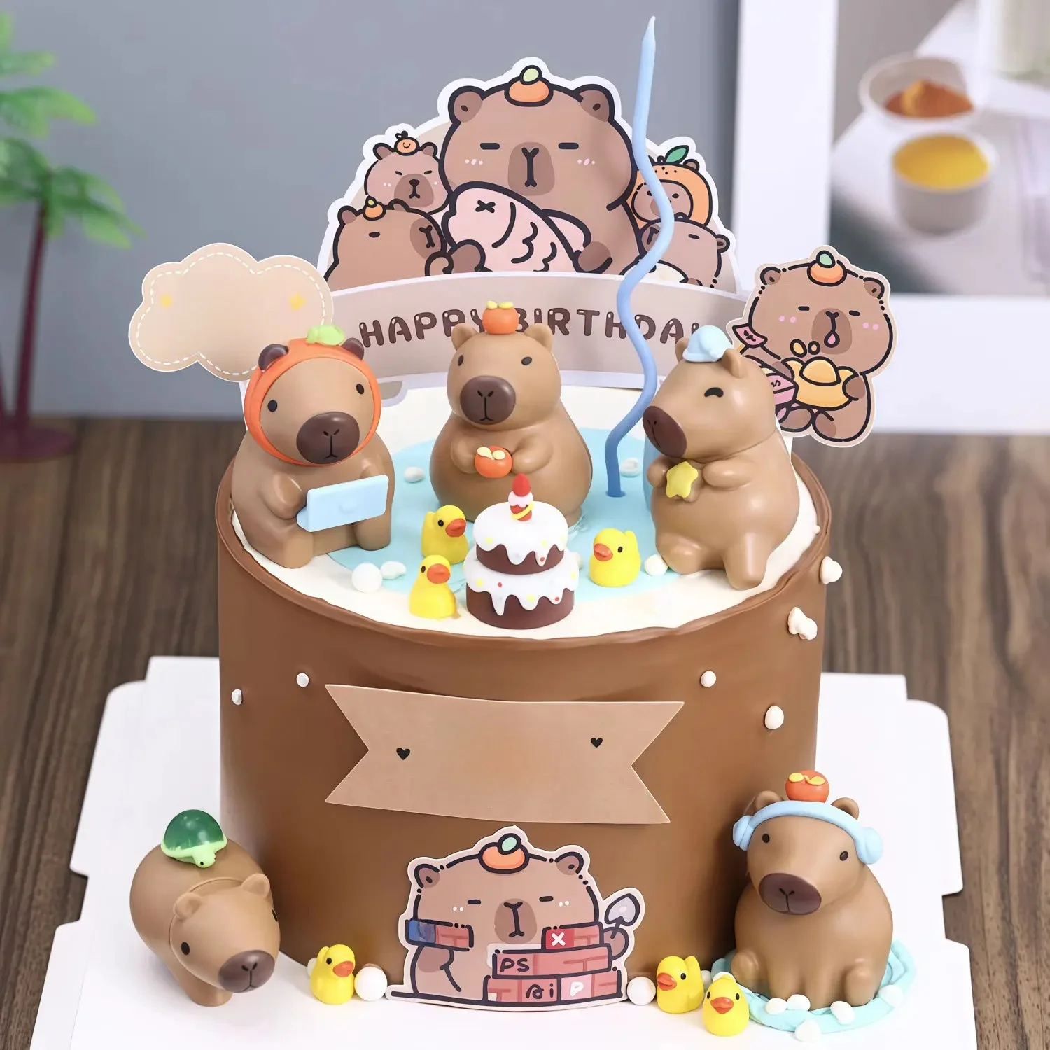 Capybara gâteau Topper mignon Animal Figurine Capybara gâteau décorations pour Capybara bébé douche fête d'anniversaire décorations fournitures