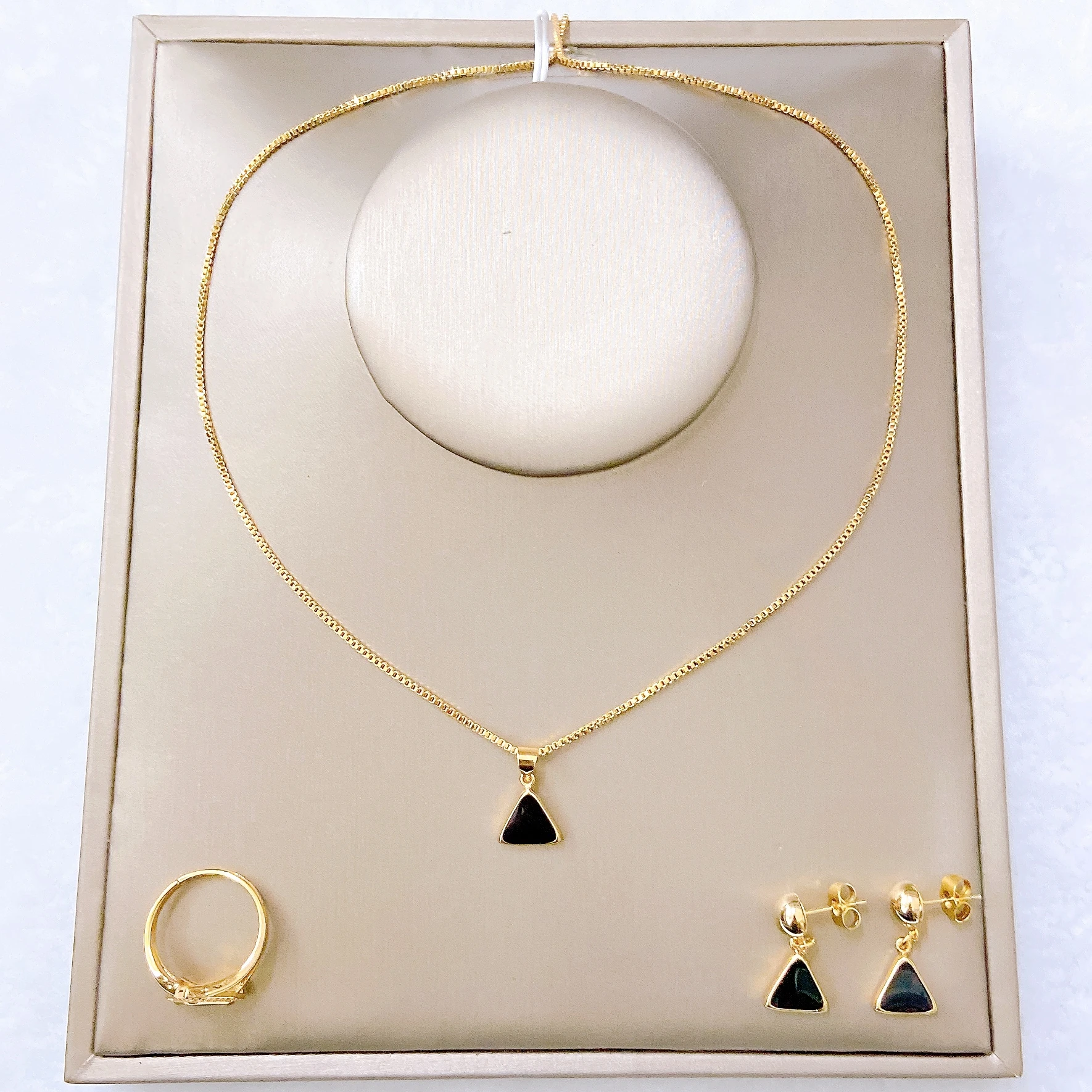 Minimalist Gold Color Jewelry Set for Women Geometric U-Shape Tassel Pendant Necklace Drop Earrings Ring Set Fashion Bijoux