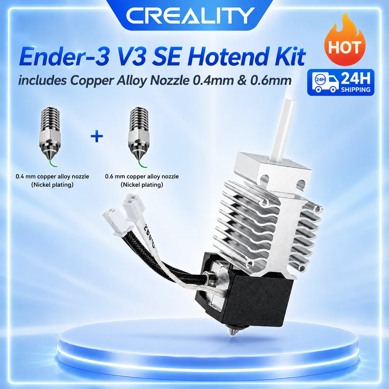 

Creality Copper Alloy Nozzle Hotend Kit 0.4mm/0.6mm for Ender-3 V3 SE High-Speed 250mm/s 3D Printer Parts for Faster Printing