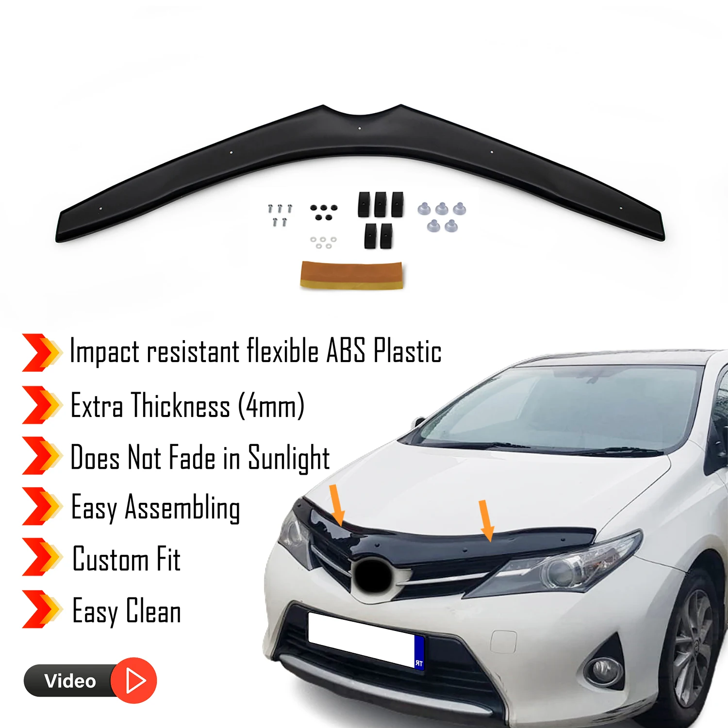 Hood Deflector Guard for Toyota Auris (2013-2017) - (HB) Bug Shield Bonnet Protector / 4 mm thickness material