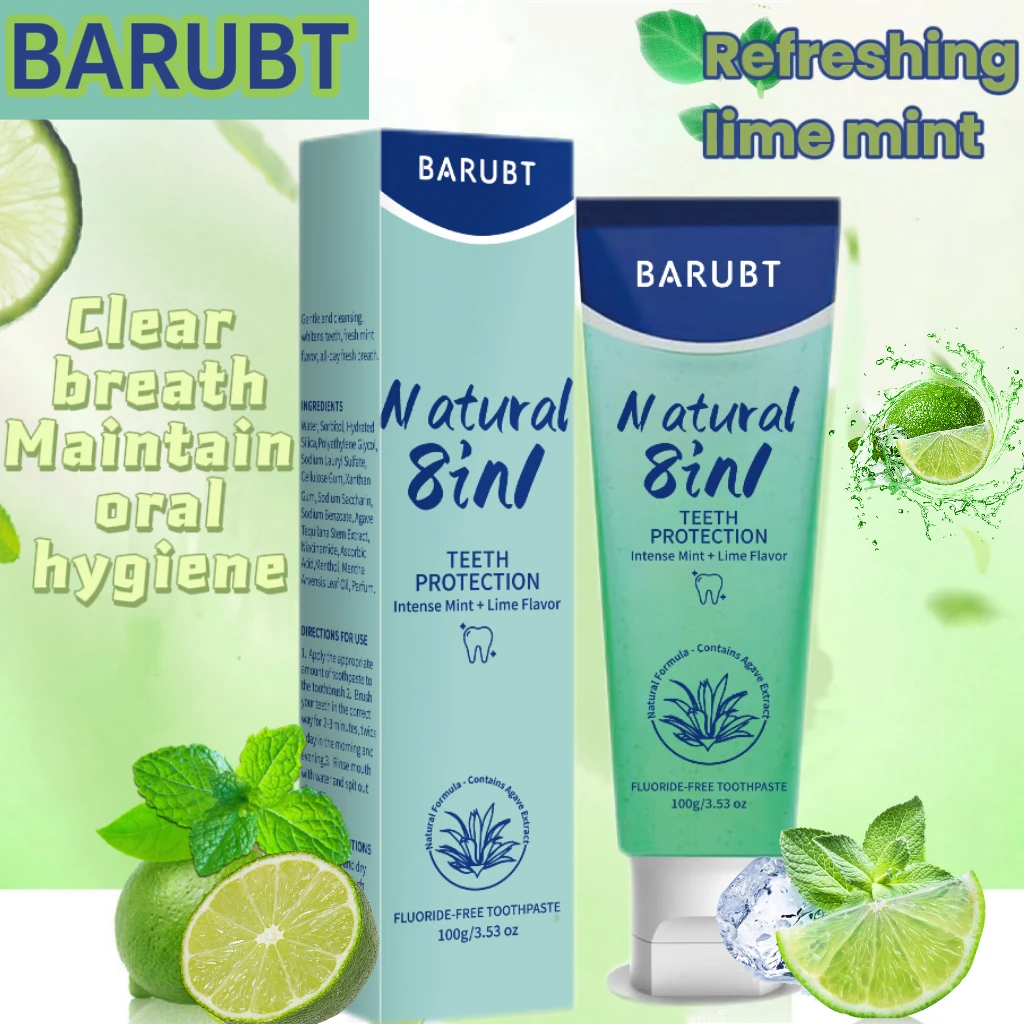 

Зубная паста BARUBT Lime Mint White для чистки зубов. Натуральные ингредиенты мягко очищают зубы, освежают дыхание, увлажняют и придают блеск.