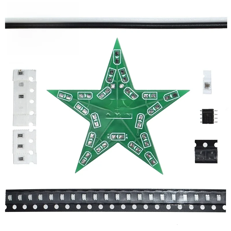 Kit de bricolage de formation pour étudiants, étoile à cinq branches, lumière respiratoire dégradée, lumière LED pour l'entraînement au soudage de noël, rouge, vert, bleu