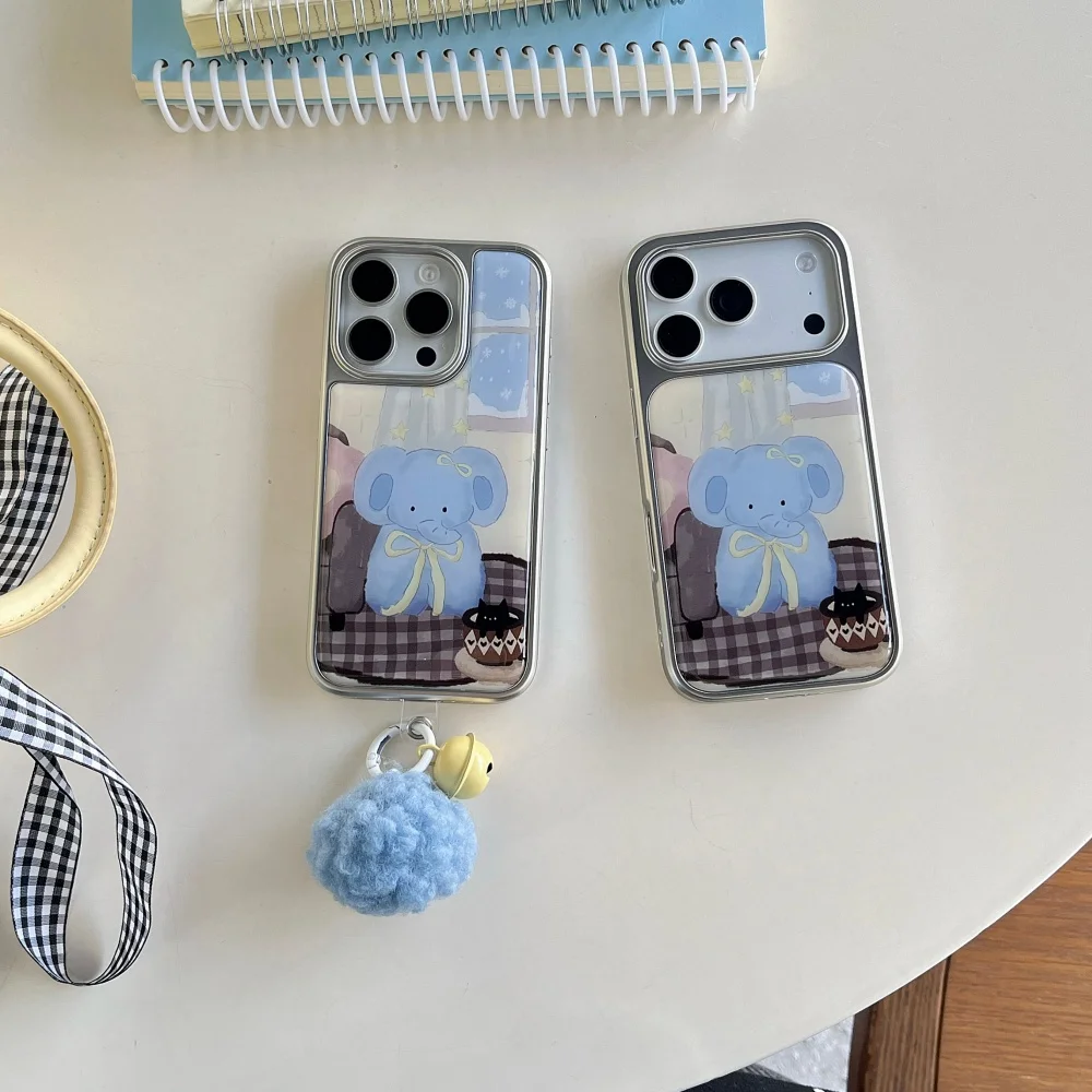

Cute electroplated glue elephant phone case, suitable for iPhone14/15/16/17ProMax, Fundans 17 Pro new shockproof protective case