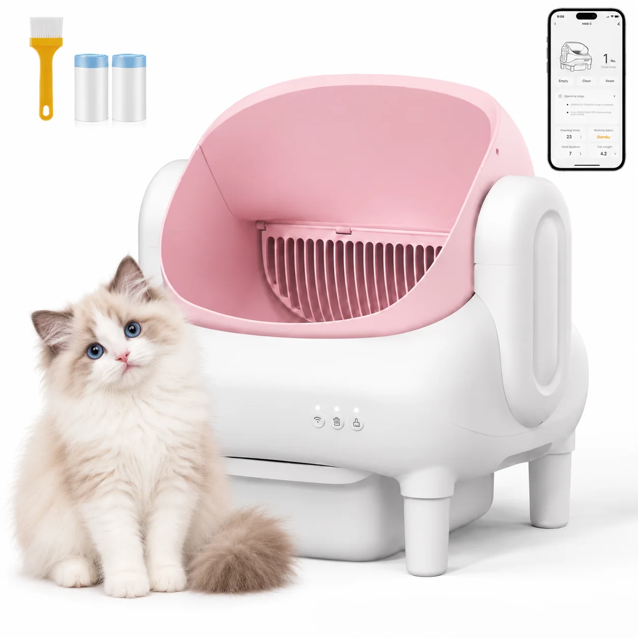 Smart Cat Litter Box Wifi App Control - Caja de arena automática para gatos,