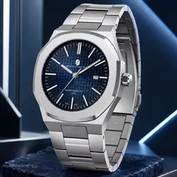 SAPPHERO Luxury Business Men's Watch Stainless Steel Waterproof Watch For Men Glowing Hand Date Function Tough Men Gift Watch