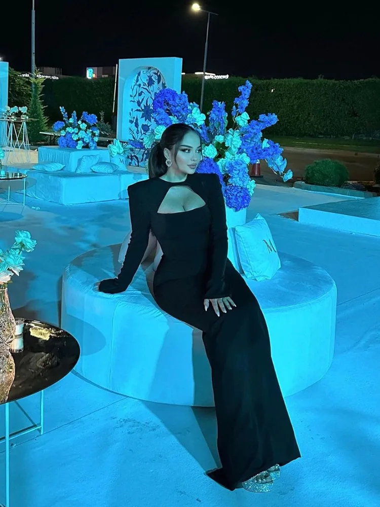 Modern Arabia Mermaid Prom Dresses Long Sleeves Muslim Formal Evening Dresses Women Party Gowns
