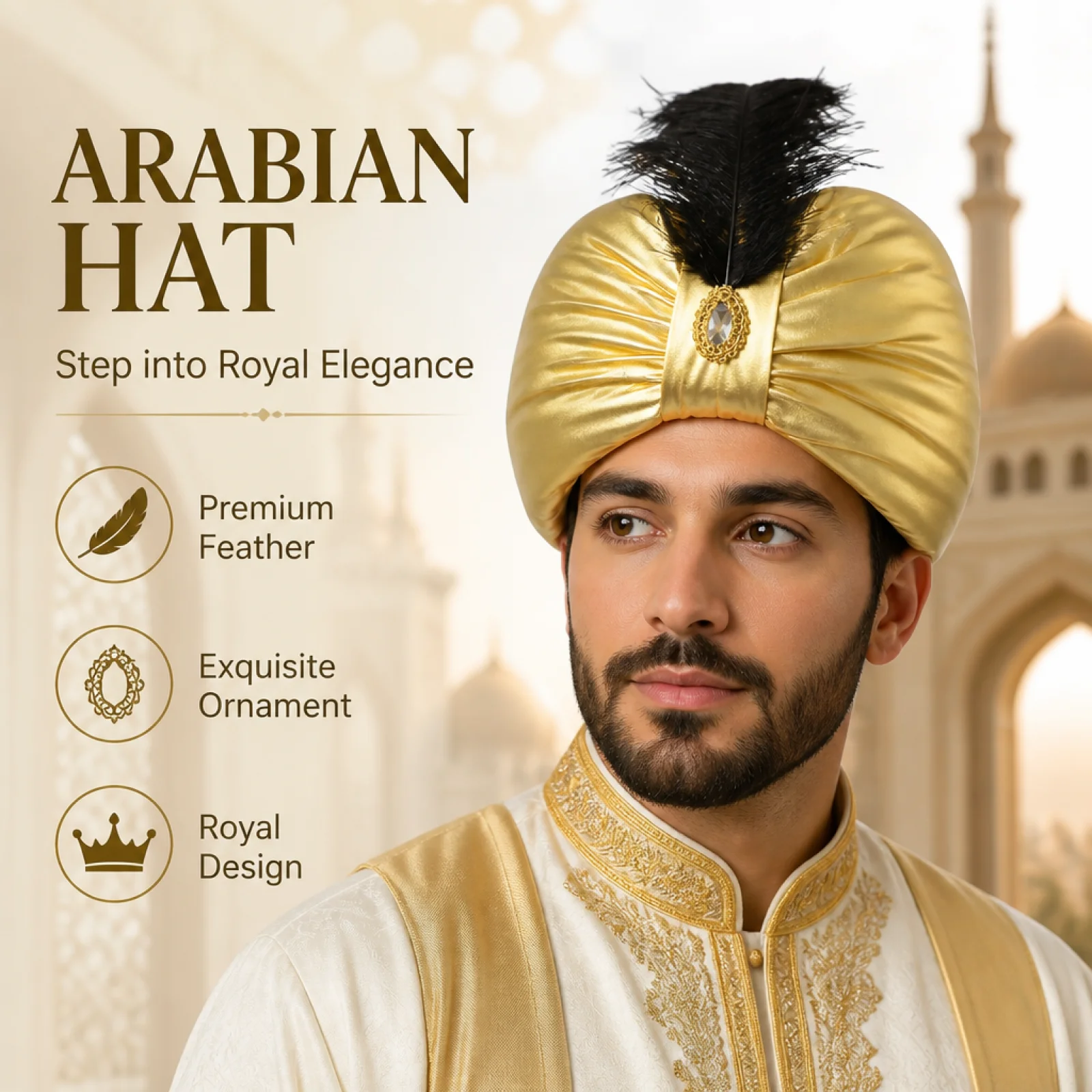 

Unisex Sultan Turban Cover Men Sultan Costume Funny Party Hats Pre Tied Knot Headwear Scarf Pleated Pleated Indian Cap Soft Cap