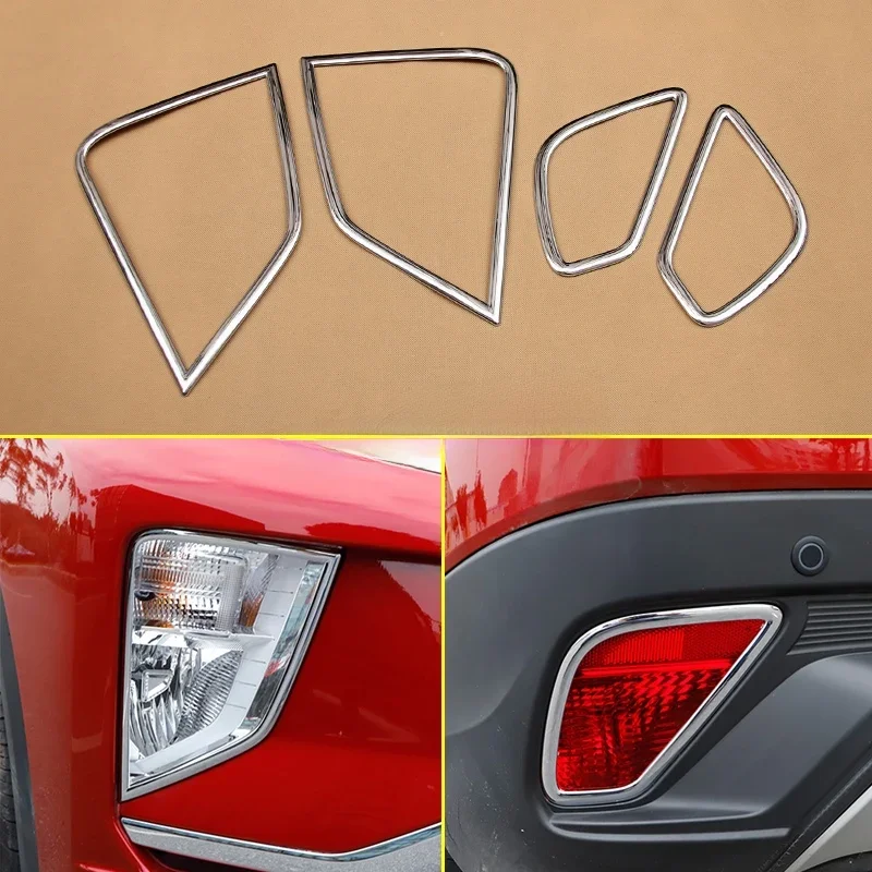 4Pcs Front &  Rear Fog Light surrounds Trim Ring Cover For Mitsubishi Eclipse Cross 2018 2019 2020 2021 Car Accessories