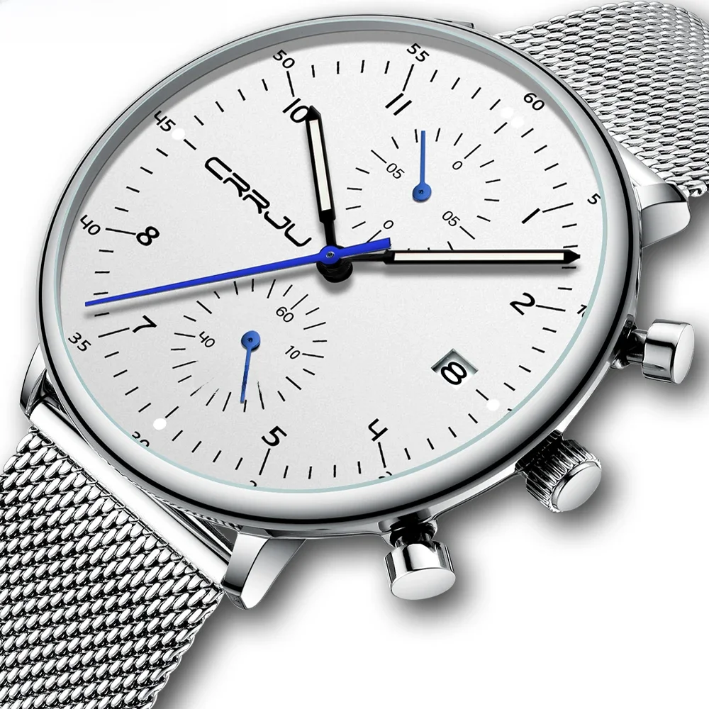 CRRJU Herrenuhr Top Luxusmarke Männer Edelstahl Armbanduhr männer Militärische wasserdichte Datum Quarzuhren relogio masculino