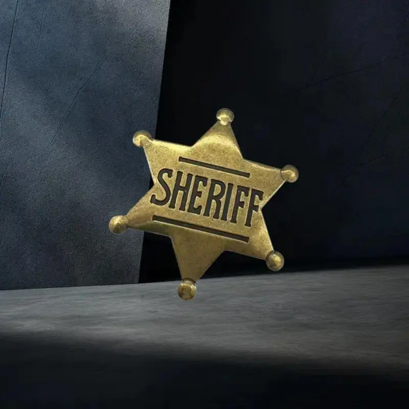 شارة شريف المعدنية الكلاسيكية الرجعية، شارة سترة الشرطة الغربية، ديكور حفلات رعاة البقر، إكسسوارات عصرية (3 قطع) #5