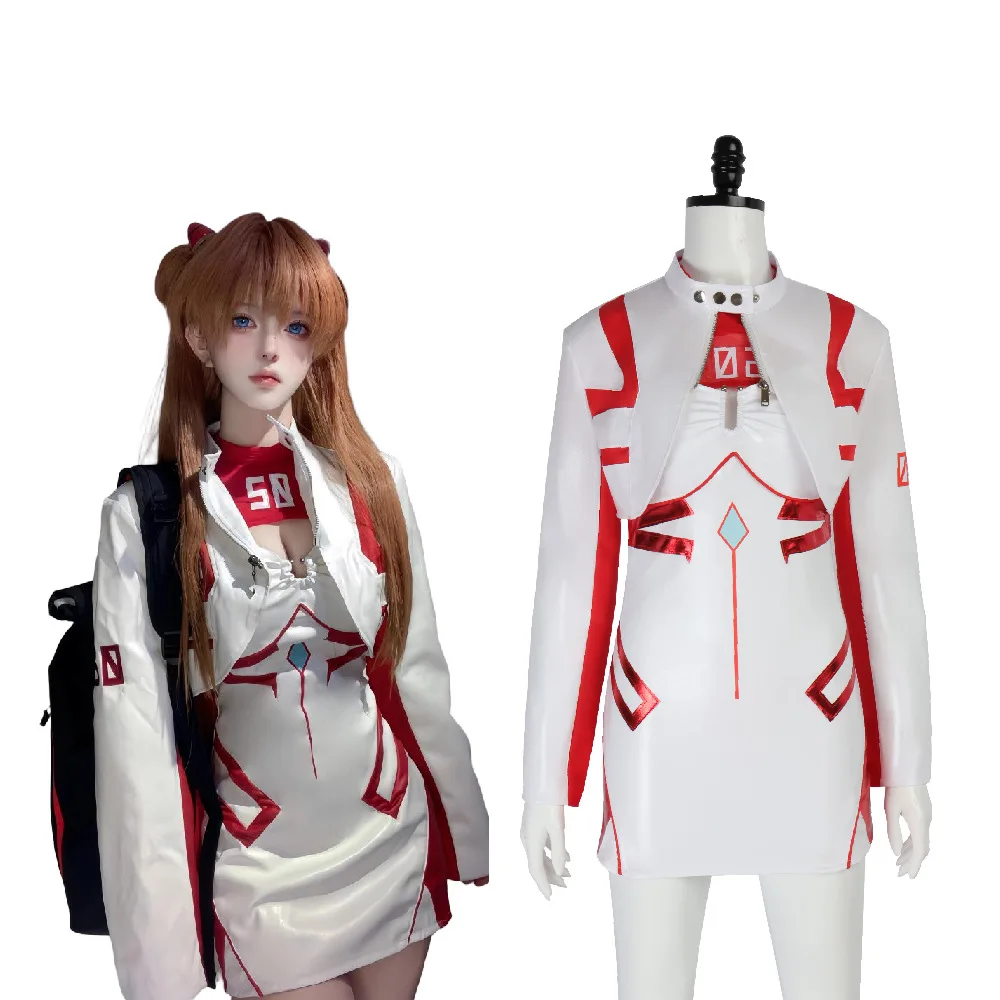 Disfraz de cosplay de EVA Rei Ayanami y Asuka, Uniforme de piloto de Evangelion, Traje de cosplay de motocicleta para mujeres