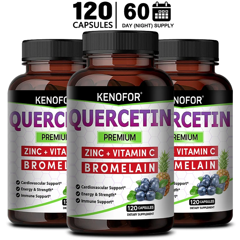 Quercetin with Bromelain, Zinc & Vitamin C - Immune, Cardiovascular & Respiratory Support, Natural Antioxidant, Vegetarian