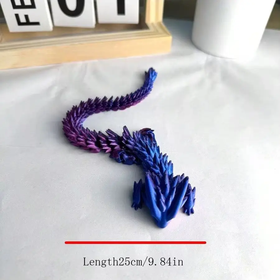 تمثال تنين مطبوع ثلاثي الأبعاد بمفاصل مرنة وألوان نابضة بالحياة وملمس رائع للمنزل والمكتب والحديقة وديكور حمام السباحة - هولي مثالي