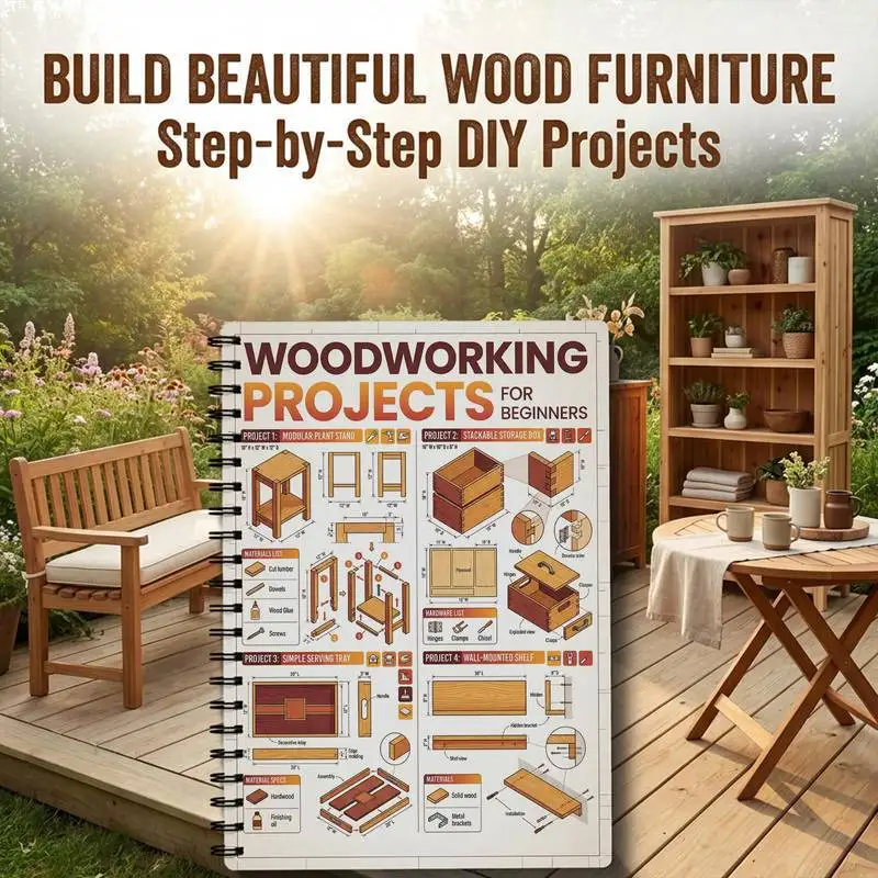 

1pcs Beginner Woodworking Project Journal, Simple DIY Plans with Detailed Instructions & Diagrams, Learn to Build Practical Wood Projects at Home Without a Professional Workshop