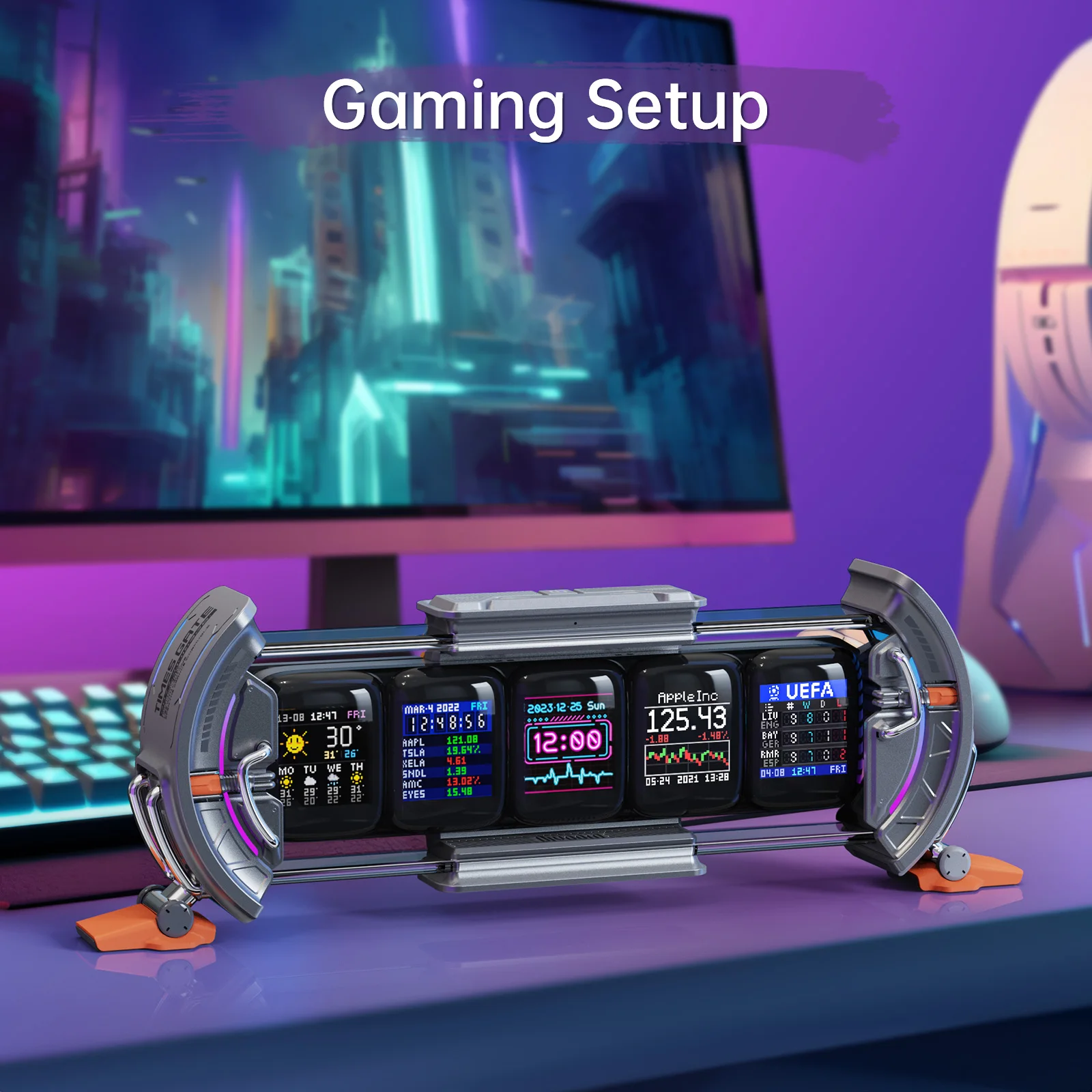 Divoom Times Gate - Cyberpunk Gaming Setup orologio digitale con controllo APP intelligente, connessione WiFi, Display LED RGB,