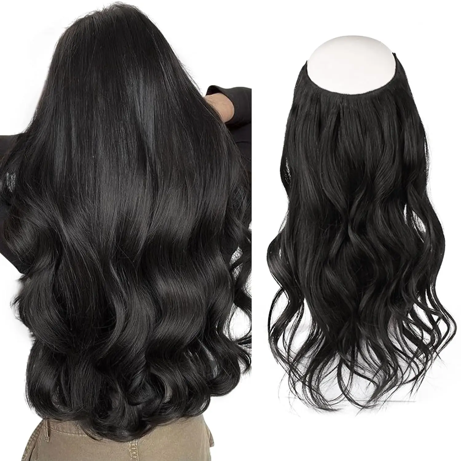 

Sixstarhair Halo Наращивание волос Человеческие волосы 14/16/20 дюймов Проволока для наращивания волос Зажим для наращивания волос Настоящие человеческие волосы для женщин