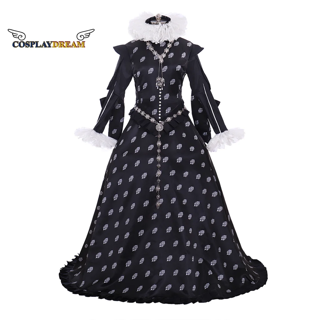 

Custom Made Queen Elizateth Tudor Renaissance Dress Gown Medieval Tudor Elizabeth Black Ruffle Dress Custom Made