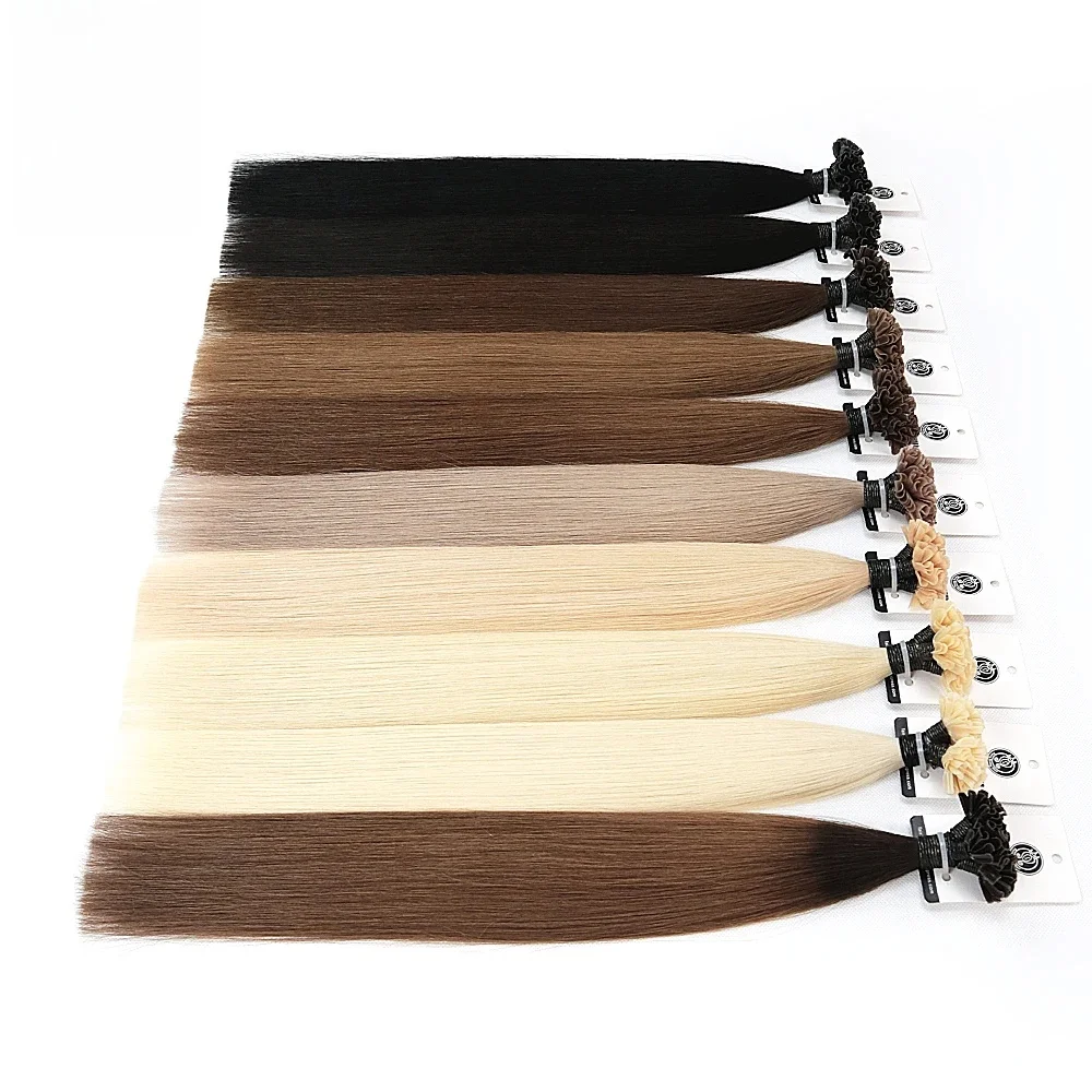Fusion Keratine Bond Human Hair Extensions Capsule U Nail Tip Real Remy Pre Bonded Hair Platinum Blonde 16 "18" 20 "22" 0.8 g/stk - afbeelding 2