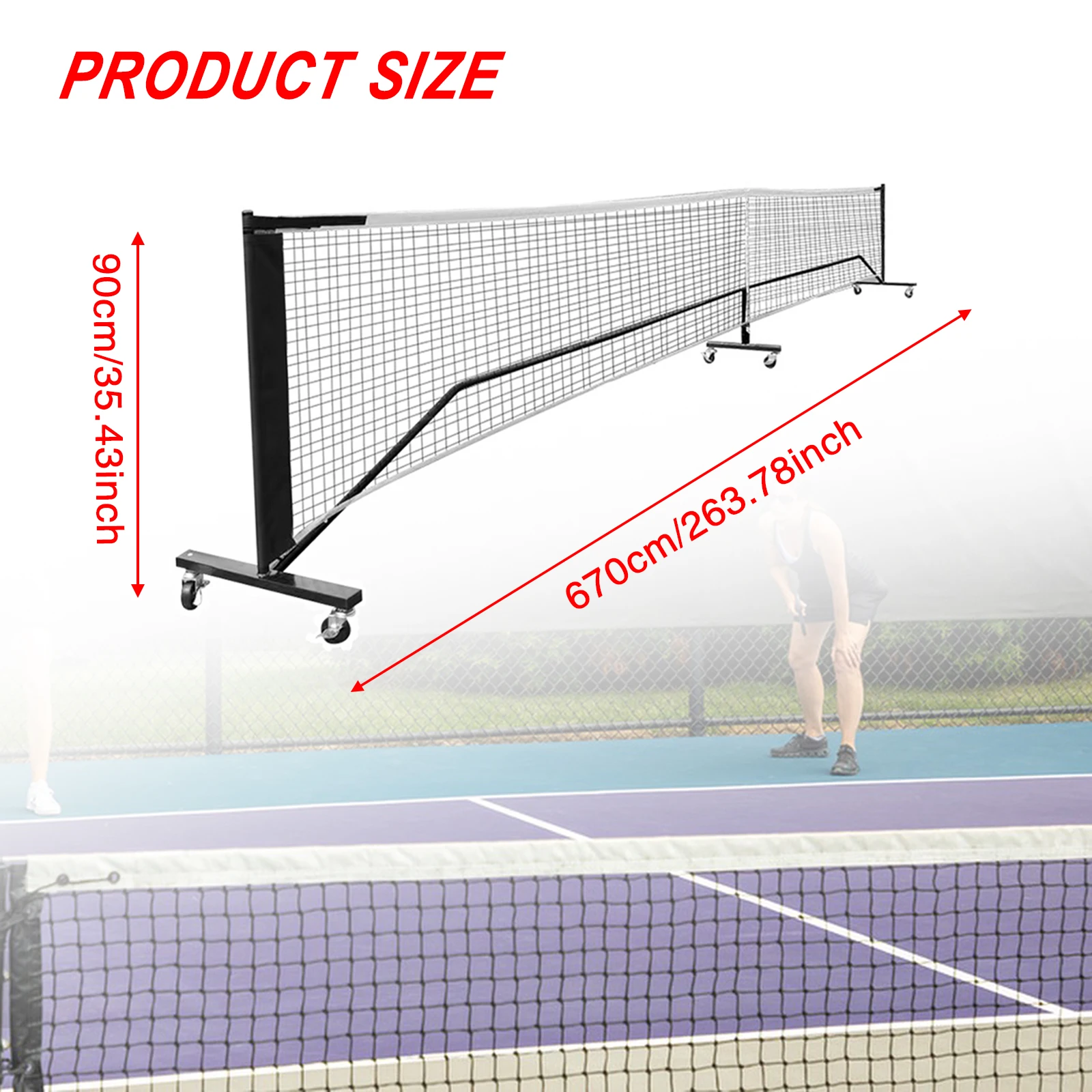شبكة كرة المخلل المحمولة بطول 6.7 متر، شبكة كرة الريشة شديدة التحمل للتدريب على المحكمة الاحترافية واللعب الترفيهي #6