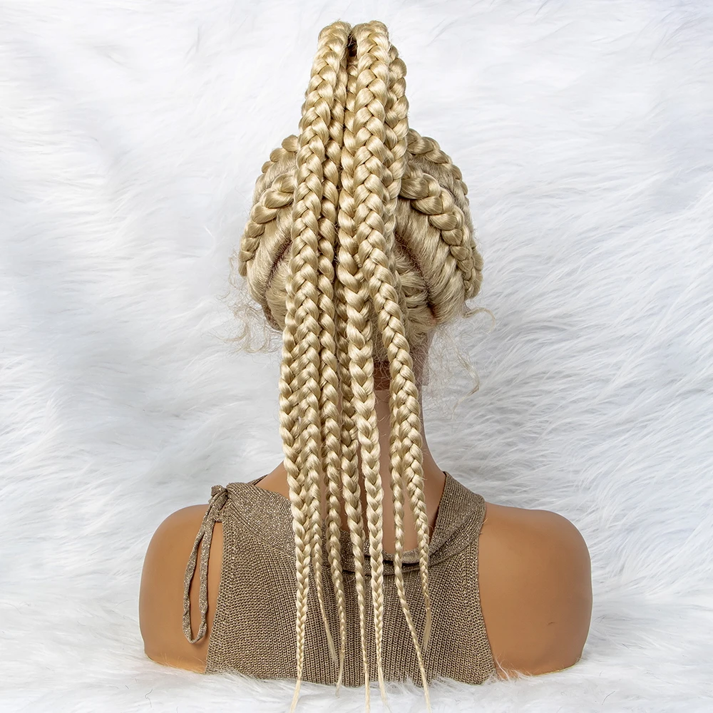 Braided Wigs Synthetic Lace Front Wigs 24inches Braided Ponytail Wigs African Braiding Hair With Baby Hair Ponytail hair Wigs