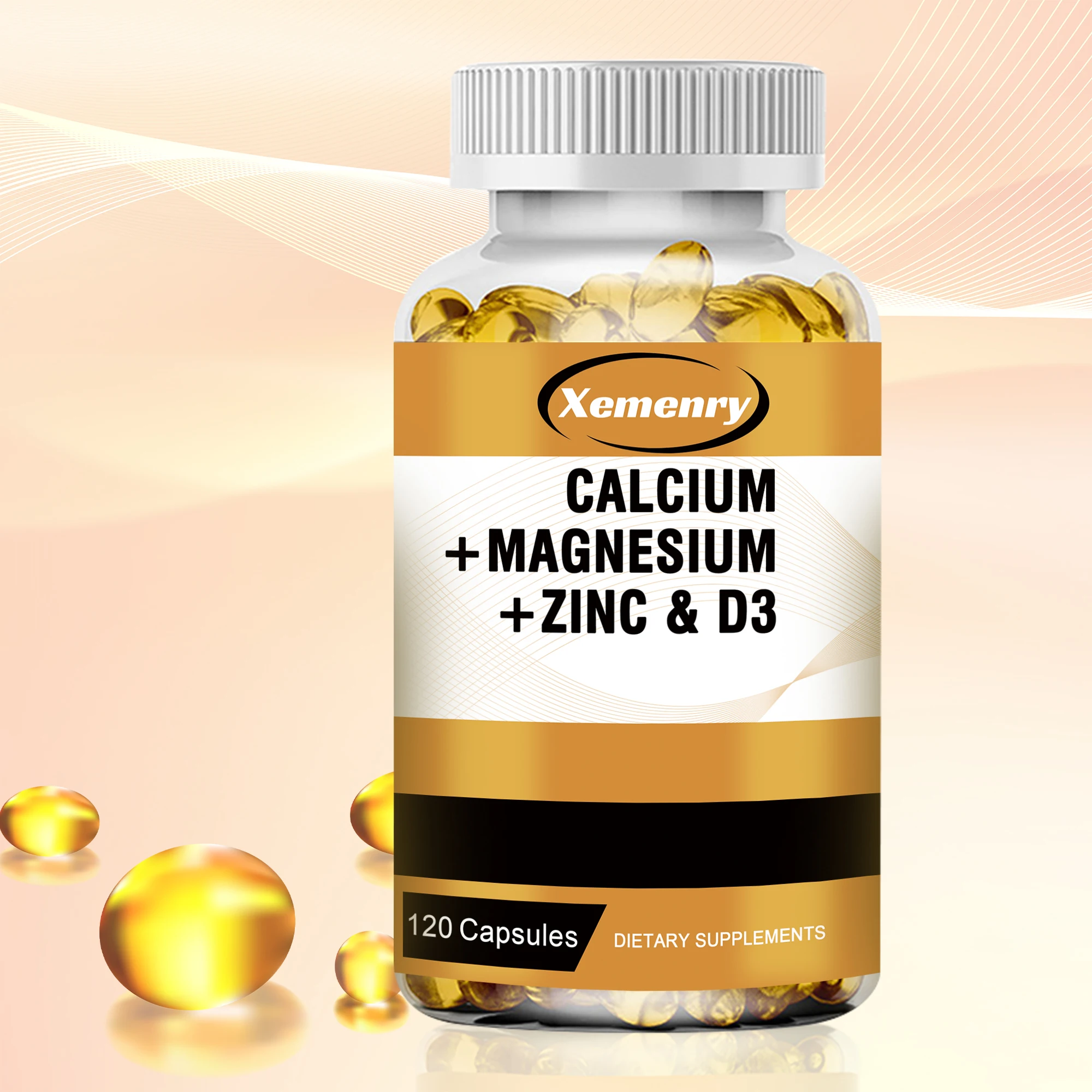 Calcium Magnesium Zink & Vitamin D3-unterstützt die Gesundheit von Knochen, Muskeln und Nerven und fördert die Kalzium aufnahme-120 Kapseln