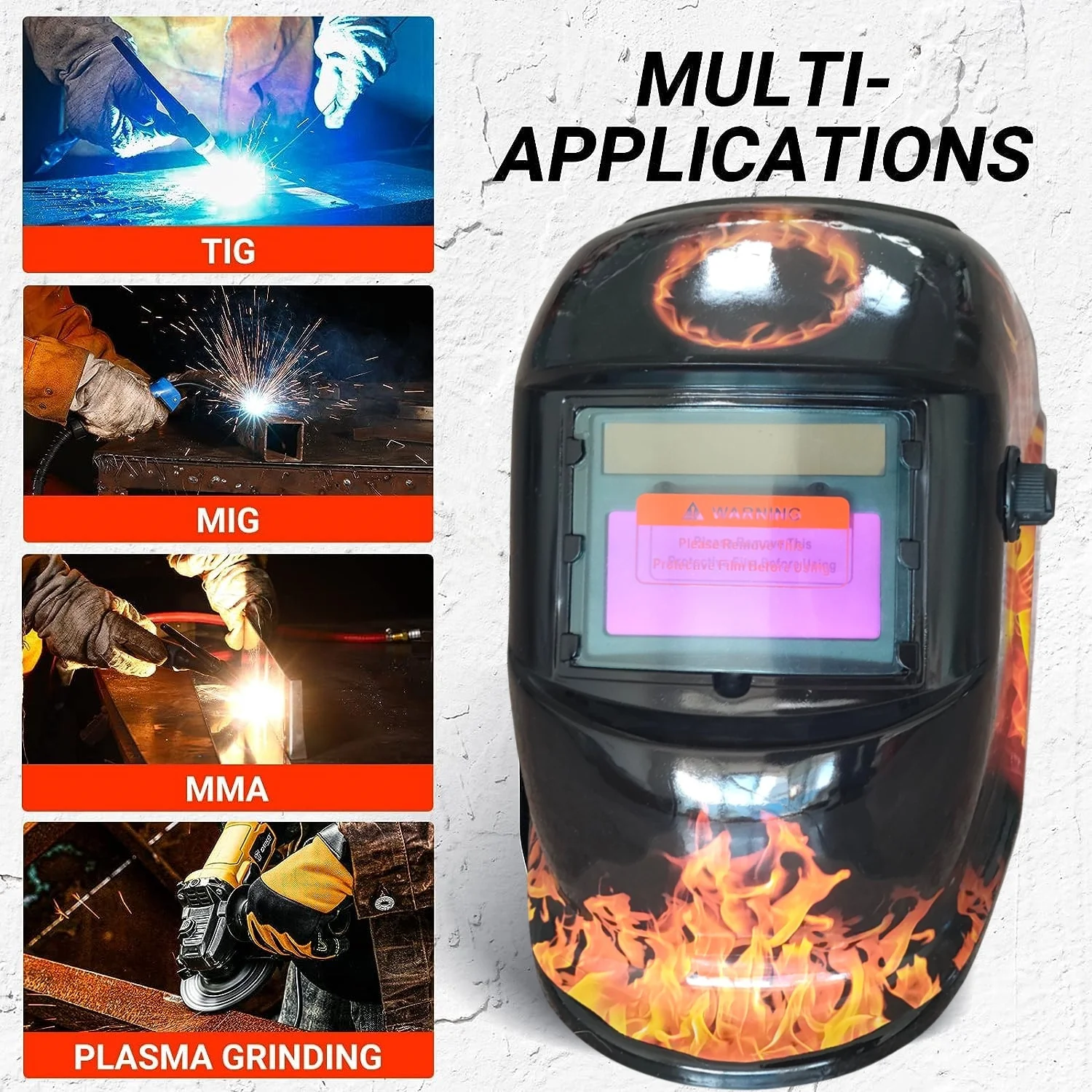 

STARMAN solar-powered automatic darkening welding protective mask，Hood Welding Helmet Wide Shade 4/9-13 for TIG MIG ARC Grind