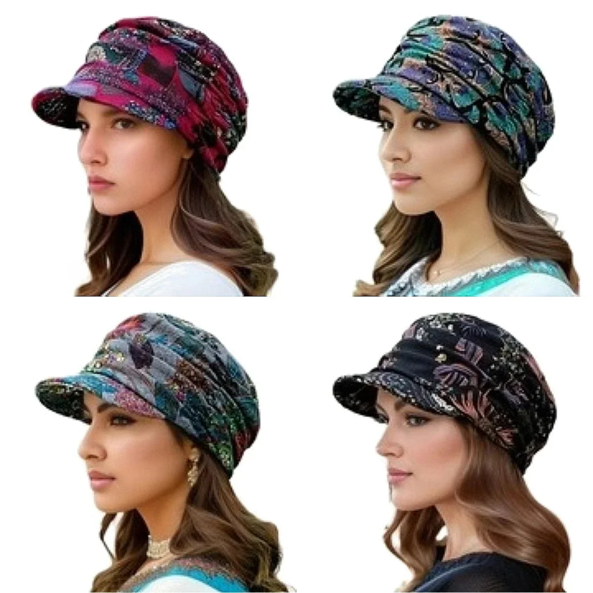 AliExpress Bohemia Floral Print Warm Visors Hat Soft Brim Autumn Winter Sun Hat Women Girls Outdoor Sports Cycling Hiking Travel Daily Hat