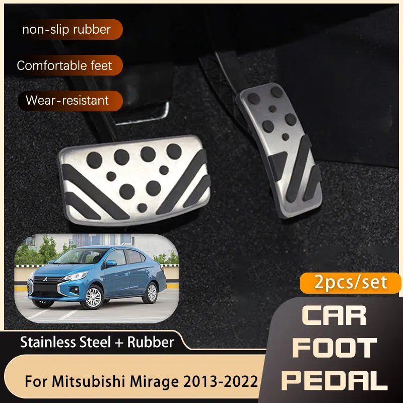 Stainless Steel Car Foot Pedals for Mitsubishi Mirage Space Star Attrage Mirage G4 2013~2022 Accelerator Brake No Drilling Pedal