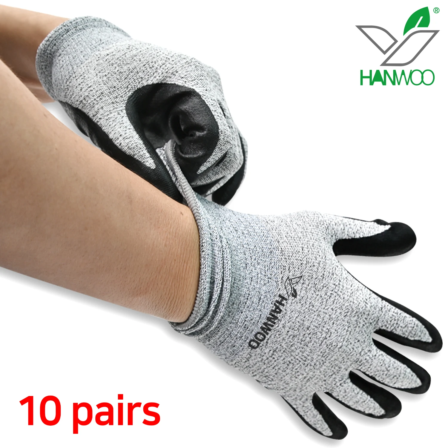 10 Paar Hanwoo-Handschuhe K-GLOVE K Globe NBR Smart-Touch Arbeitssicherheitshandschuhe Schiebefeste Stretch-Kurierlogistikverpackungsfertigung Fahren Nitrilbeschichtete Handschuhe