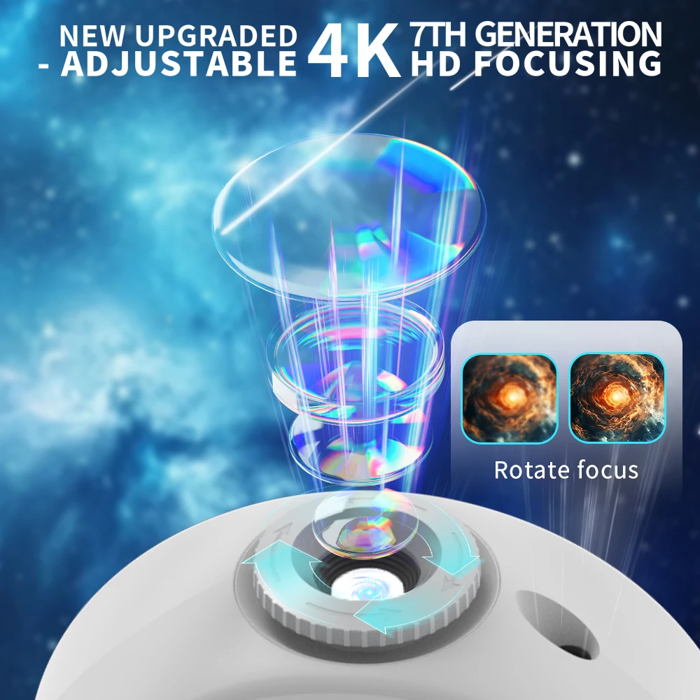 جهاز عرض جالاكسي 13 في 1 ضوء ليلي عالي الدقة على شكل نجمة القبة السماوية مع كوكبة النظام الشمسي والقمر لغرفة نوم الأطفال والكبار