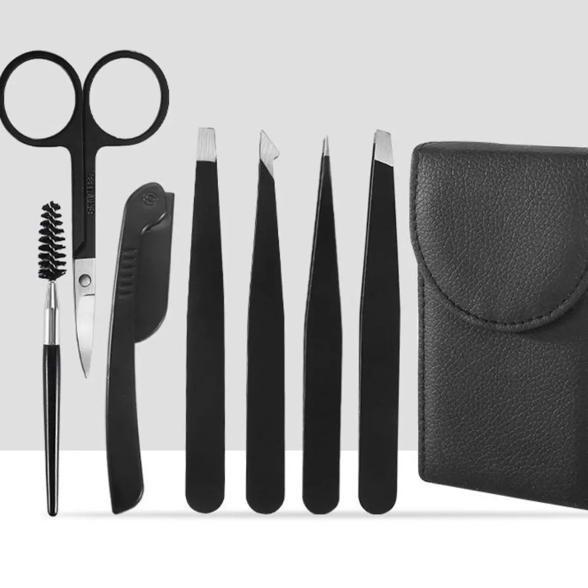 7 Pieces Kit For Cleaning Eyebrow Scissors/Tweezers/Brushed.