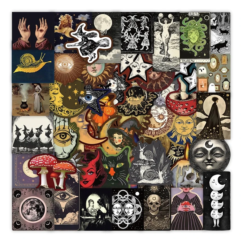 AliExpress Charile 10/30/50pcs Occult Celestial Creepy Gothic Stickers Skull Witch Moon Cartoon Decals Skateboard Motorcycle Phone Bike DIY Sticker