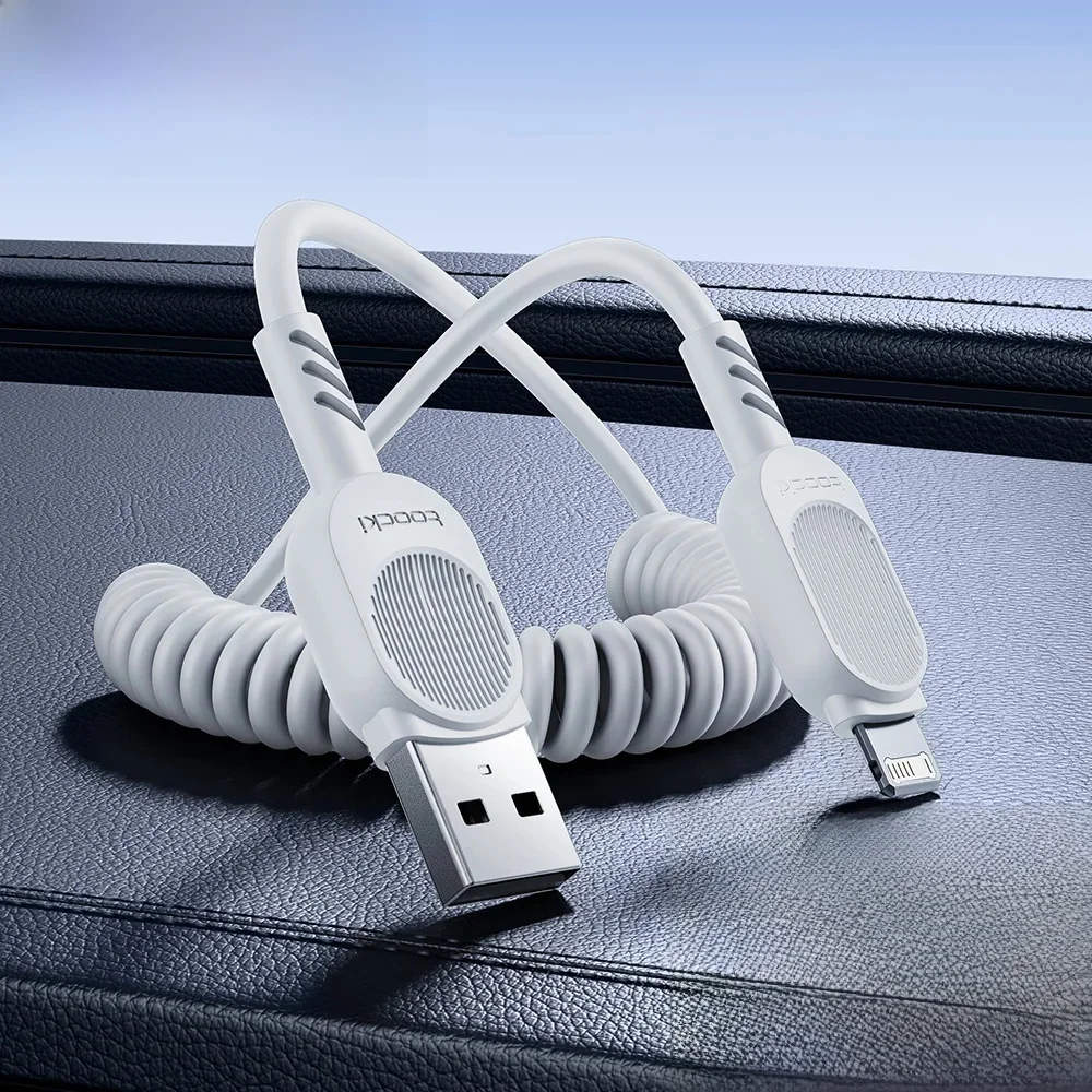Toocki-Câble de charge rapide rétractable pour téléphone de voiture, câble de pluie USB C, chargeur à ressort, iPhone 14, 13, 12, 11 Pro Max, Poly XS, 8, 7
