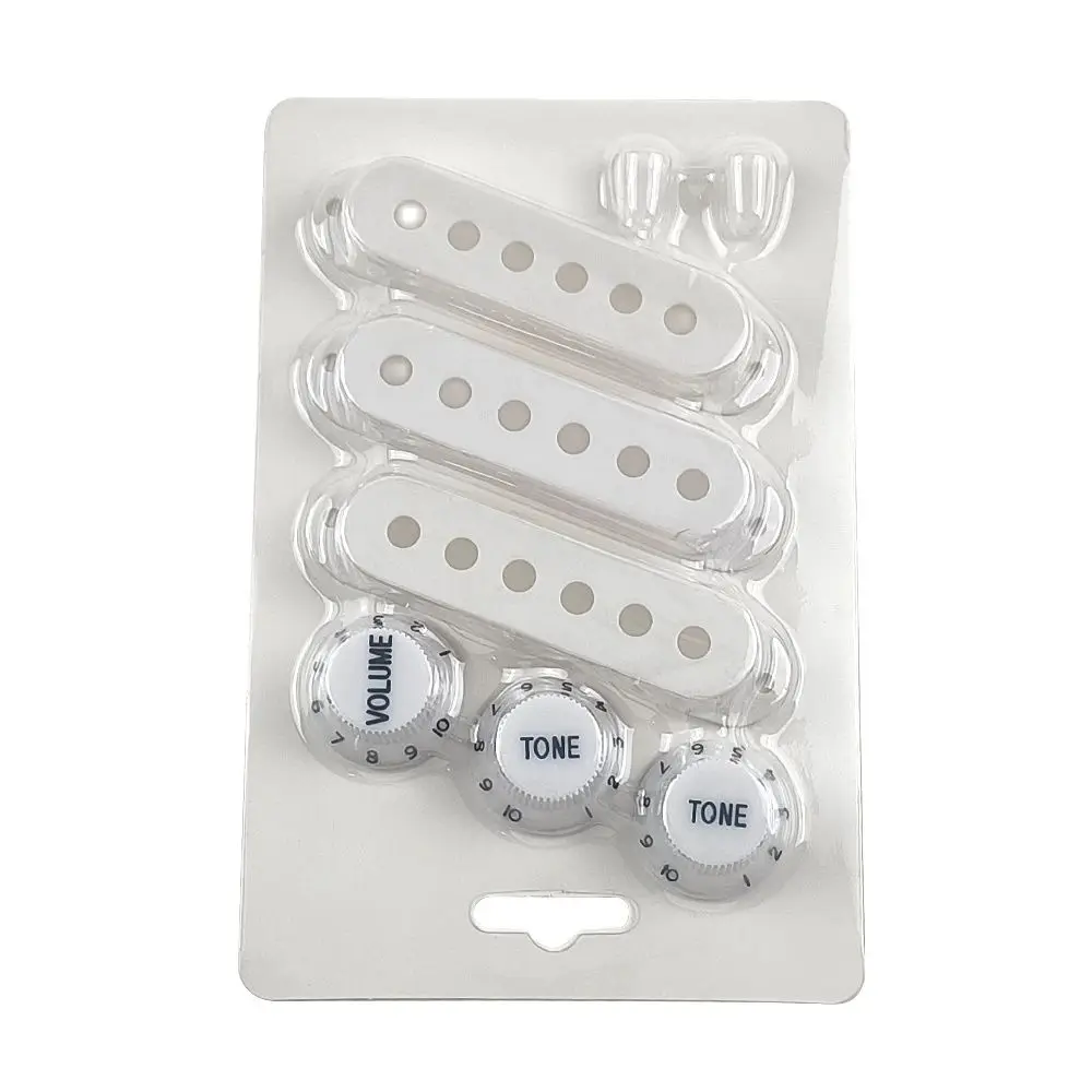 White Single Coil ST Guitar Pickup Cover 2 Tone 1 Volume Knobs Switch Tip Parts Set Guitar Parts