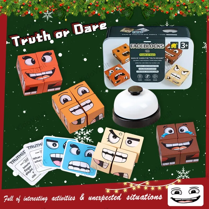 لعبة المكعبات الخشبية المتغيرة للوجه، لعبة ألغاز سطح الطاولة العائلية، تحدي بطاقة المطابقة، هدية حفلة ممتعة للأطفال #6