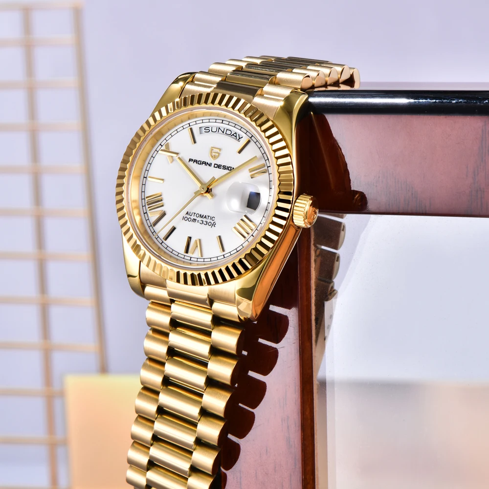 2026 Neue Uhren für Herren PAGANI DESIGN DD36 Luxuriöse Goldene Automatische Mechanische Uhr für Herren AR Saphirglas Datum Anzeige Wasserdicht Edelstahl Geschenk für Männer