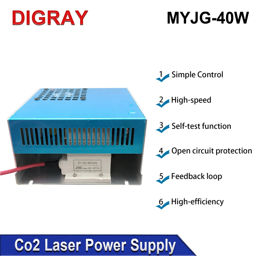 Imagem -03 - Diy-myjg Co2 Laser Power Supply Máquina de Corte Adequado Comprimento Adequado 50x700 mm Tubo Laser 30w 40w 110v 220v K40