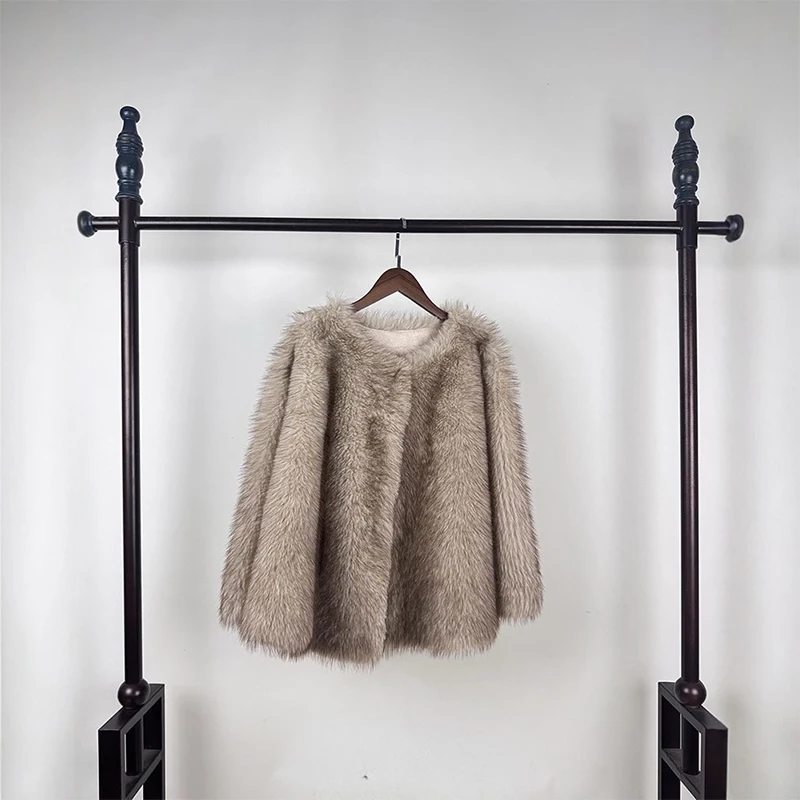 المرأة معطف الفرو الراقية الفاخرة تقليد الثعلب الفراء للنساء الملابس الثعلب الفراء معاطف السترة للنساء سترة الفراء في الترويج #1