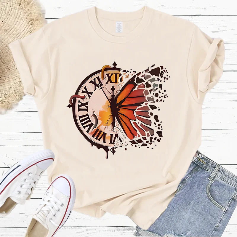 Monarch Butterfly Time Entomology Monarch Butterfly Lover Fashion Sports Women's T-Shirt Harajuku Graphic Clothing Women's Top