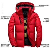 White Duck Down Jacket Men Winter Men's Coat Windproof Removable Cap Parkas Solid Color Outdoor Casual Hooded Overcoat Clothes 3