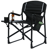 Foldable Camping Chair Black Fishing Chair with Carry Bag Tablet Cup Holder Lightweight Picnic Hiking Beach Chair